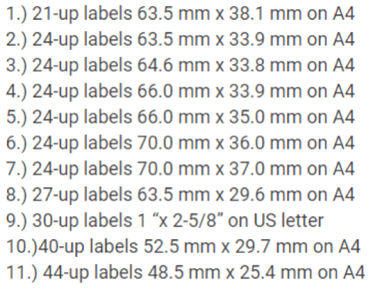 FBA shipping label size choices